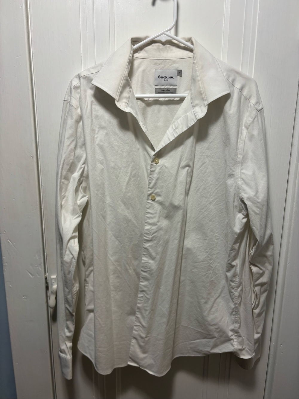 Goodfellow & Co Cream Collared Long-Sleeve Button Shirt